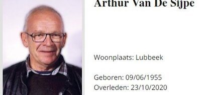 Mededeling - Overlijden Arthur Van De Sijpe
